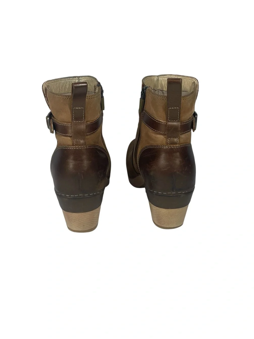 Dansko Anya Heeled Boots Ankle Booties Size 37 6.5 7 Biscotti Nubuck Leather